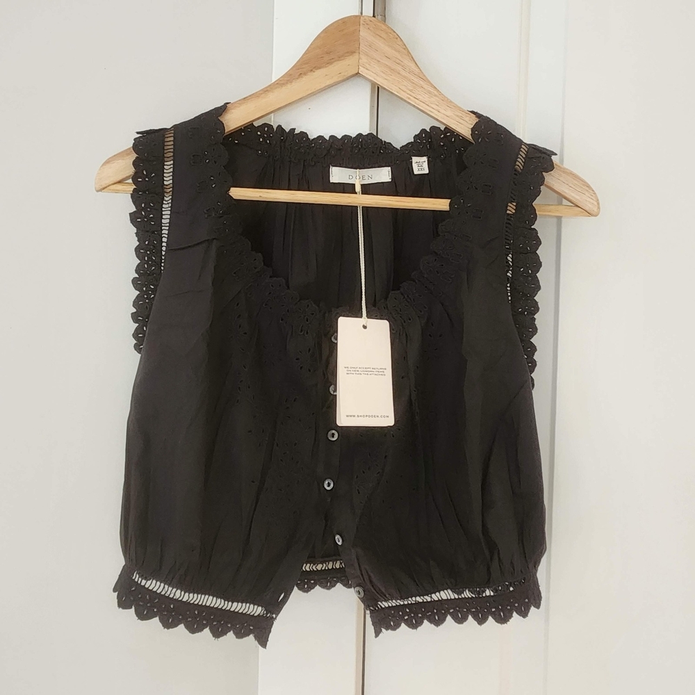 NWOT Doen Traveler Top XXS Black Eyelet